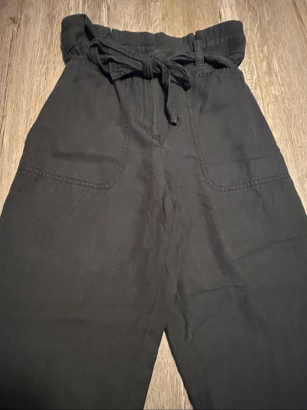 Express Ankle High Rise Black Paperbag Waist Drawstring Pants